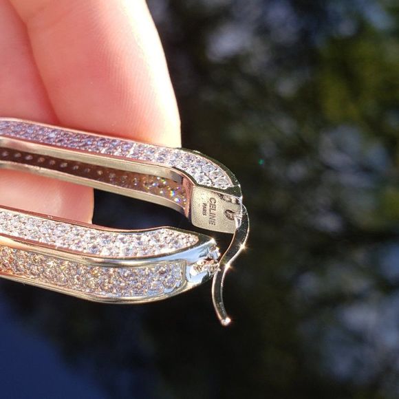 Celine Silver Hoop Earrings - Picture 2 of 5